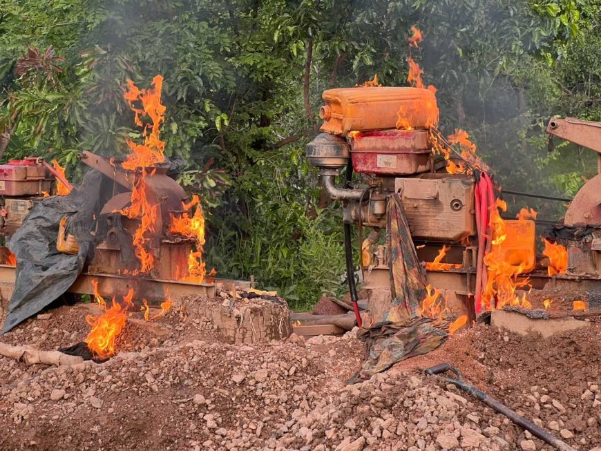 Crackdown on Illegal Mining: Bekwai Forest District Team Destroys Equipment