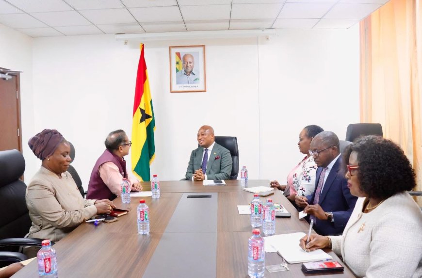 THE RESIDENT REPRESENTATIVE OF THE UNITED NATIONS DEVELOPMENT PROGRAMME (UNDP) TO GHANA, MR. NILOY BANERJEE, PAYS A COURTESY CALL ON THE MINISTER FOR FOREIGN AFFAIRS, HON. SAMUEL OKUDZETO ABLAKWA (MP)