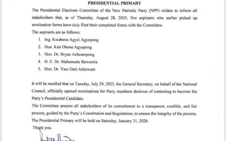 Five Aspirants File Nominations for NPP Presidential Primary